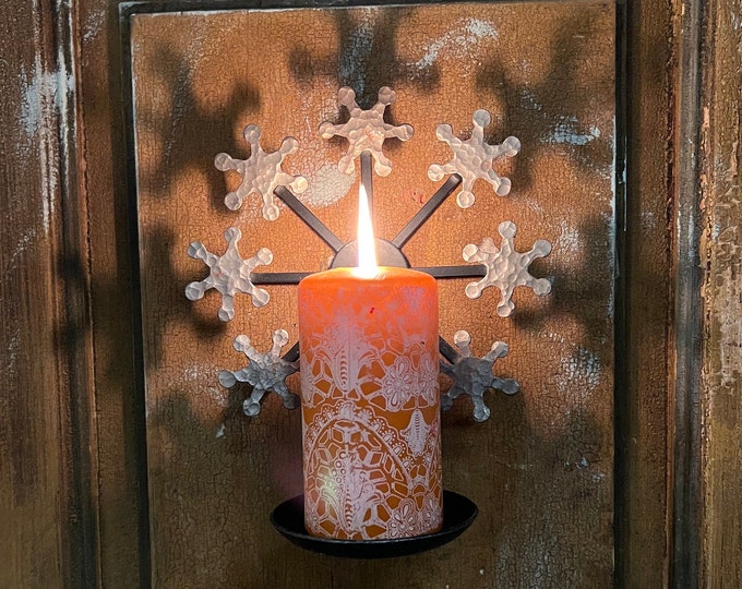 Vintage Norwegian Candle Sconce, Candlestick wall sconce, wall hanging candle holder, wrought iron, hand forged,RUSTIC, home decor