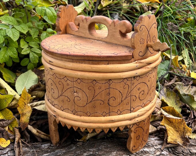 1800s Antique groat/porridge amber ambar from Telemark, Norway, Norwegian folk art, detailed handcrafted, RUSTIC