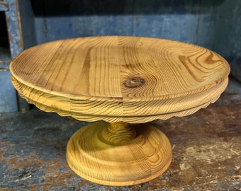 1970/80s Traditional Norwegian handcrafted cake/fruit stand, folkart from Telemark, Norway, country farmhouse style cabin interior