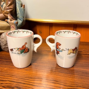 RARE Porsgrund "Nisse and Mouse/Pig" Christmas Coffee/Tea Mug, Collectible. Vintage Scandinavian design, Perfect condition