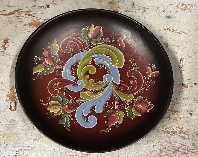 Scandinavian Telemark rosemaling wall plate/ wall decor signed folkart folk art from Norway,Collectible, free shipping