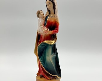 Vintage Hand crafted Statue of Madonna and Baby, Wooden Sculpture / Figurine