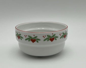 Rare Porsgrund 'Hearts & Pines' Norwegian design snack / jam / sauce bowl, Vintage design Norway/Scandinavian design Christmas table serving