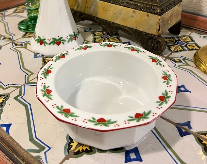 Rare Porsgrund 'Hearts & Pines' Norwegian design snack / jam / sauce bowl, Vintage design Norway/Scandinavian design Christmas table serving