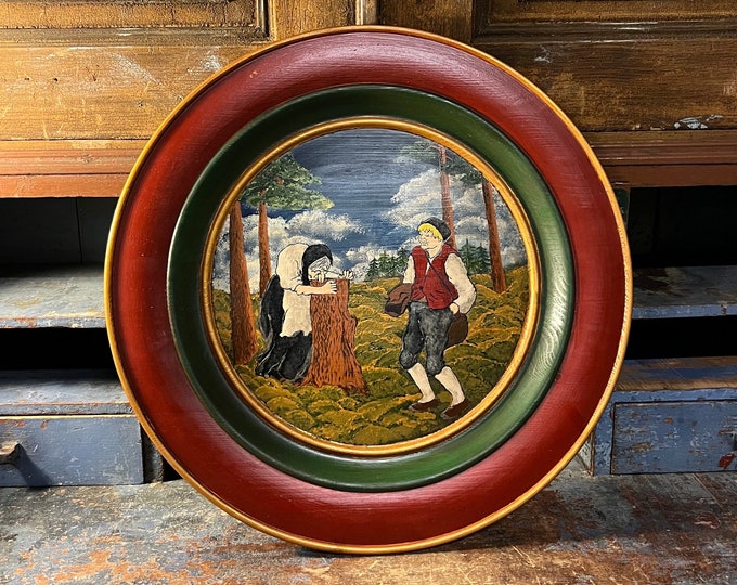 47cm XLarge Telemark  handpainted wall plate/ wall decor "Troll Nose Axe-First Greeting", folkart folk art from Norway, Collectible
