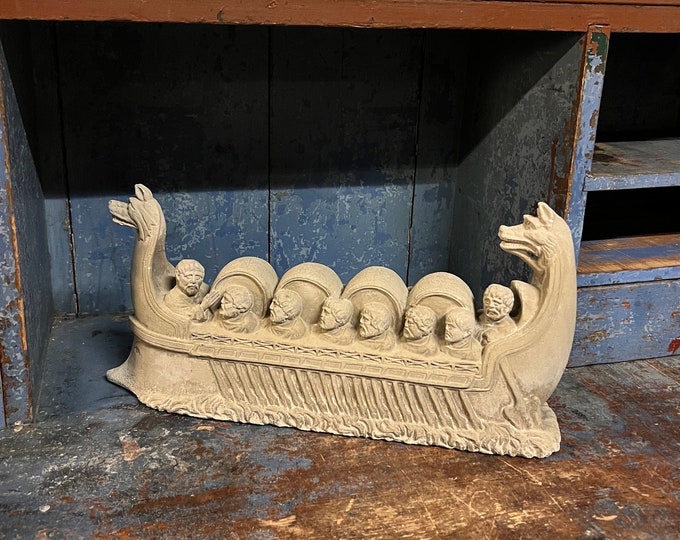 LARGE Viking Ship Dragon Boat "Neumagen Wine Ship", Cabin / Farmhouse / country style, mid-century modern Rustic decor, 3.8kg, Wedding gift
