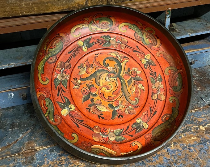 Dia. 51cm Rare XXL Telemark rosemaling beer bowl professionally painted, dated 1986, centerpiece, folkart folk art from Norway, Collectible