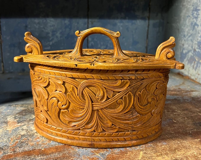 Dated 1890 Antique detailed handcarved Lars BIRKELAND(1857-1920) style Tine Box, Norwegian folk art, master piece, Scandinavian wood carving