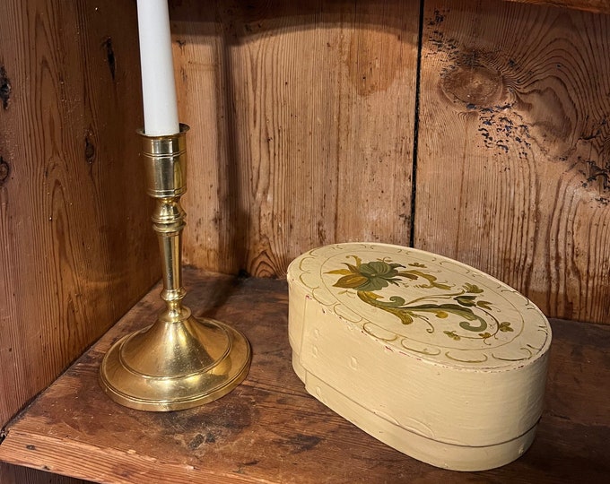 1940s Norwegian bentwood Tine box with Rosemaling from Norway, Norwegian folk art, country/farmhouse style,