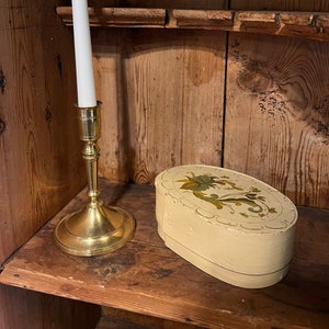 1940s Norwegian bentwood Tine box with Rosemaling from Norway, Norwegian folk art, country/farmhouse style,