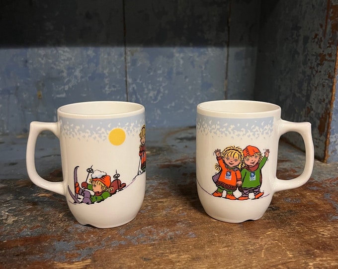 Rare 1990s Porsgrund Lillehammer Winter Olympics Official coffee / tea / breakfast mug, Vintage Scandinavian design, Good condition