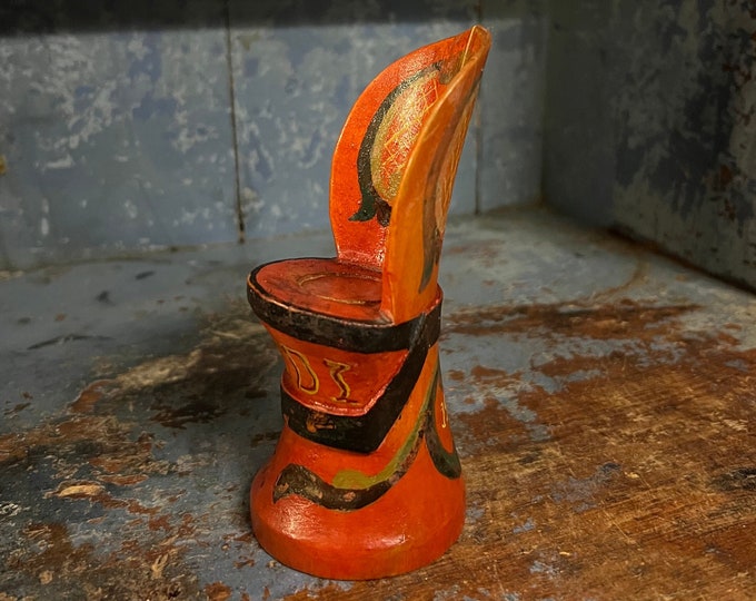 Dated 1946 miniature Kubbestol with Rosemaling from Telemark, Norway. Nordic/Norwegian/Scandinavian folkart hand-carved, Christmas Gift