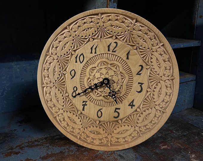 UNIQUE-1970/80s Vintage hand carved wall clock from Telemark, Norwegian  handcrafted folk art, cabin farmhouse country style, artist signed