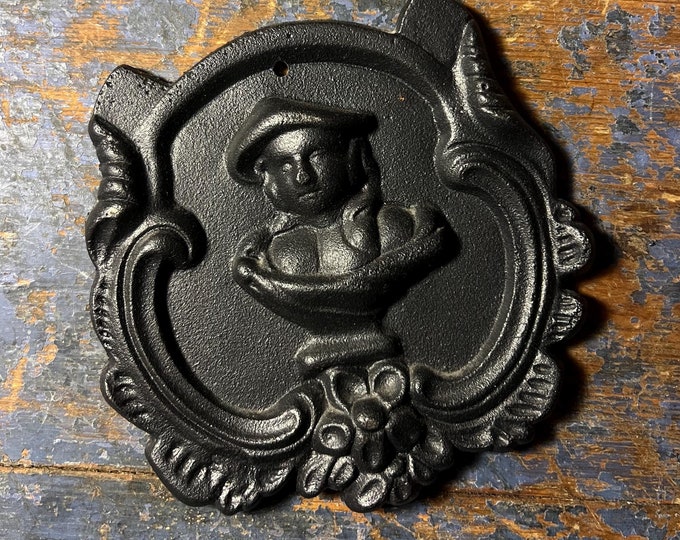 Vintage Norwegian wrought iron Front Door Hanger, wall hanging relif, RUSTIC home decor