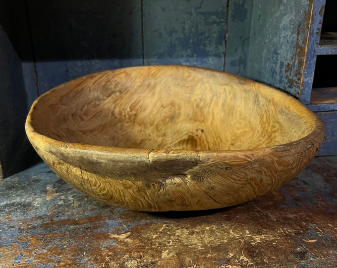 Dated 1834 Primitive antique Norwegian RUSTIC serving tray/trau/Dough Bowl with beautiful patina, MUSEUM QUALITY Wooden Trough, Patina