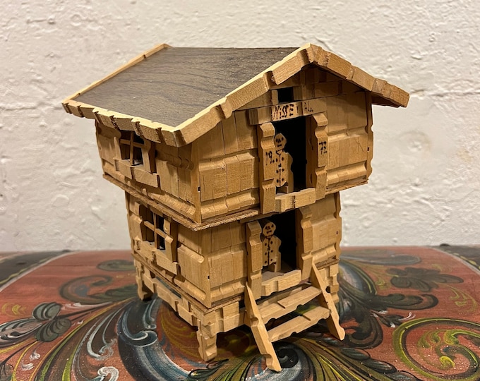 1970s' Vintage Norwegian handmade wooden stabbur cottage/cabin from NISSEDAL Telemark, Norway Norwegian folk art, folkart
