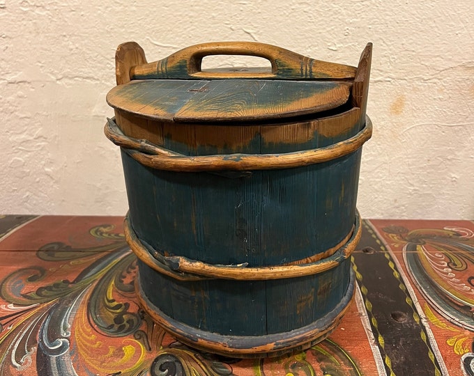 1800s antique groat/porridge amber/Tine box from Norway, Norwegian folk art, handmade farmhouse rustic antique