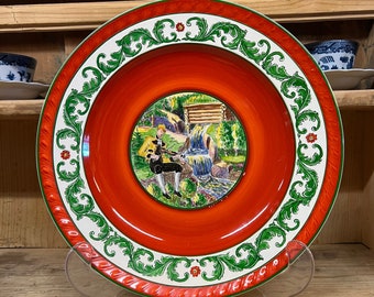34cm Unique Norwegian Nordic pattern Plate hand-painted and signed by artist in 1953  Nordisk folk art, Collectible