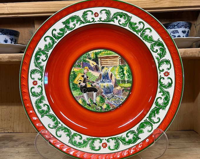 34cm Unique Norwegian Nordic pattern Plate hand-painted and signed by artist in 1953  Nordisk folk art, Collectible