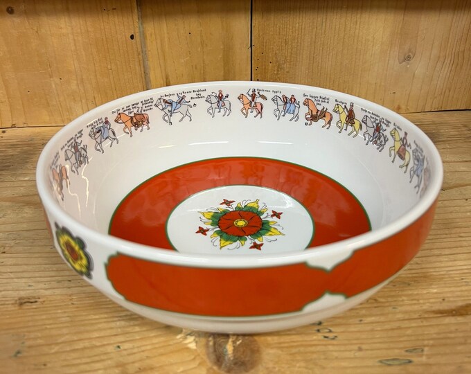 Wedding gift-Norwegian Nordic pattern bowl, traditional Norwegian living style and folk art of wedding procession. Collectible