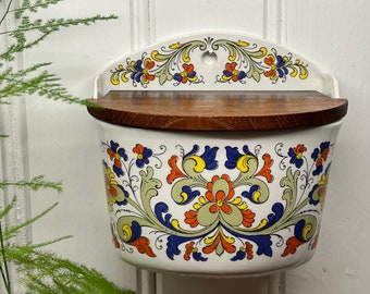 1970s vintage Norwegian Egersund coffee / salt box with teak lid, retro mid-century design