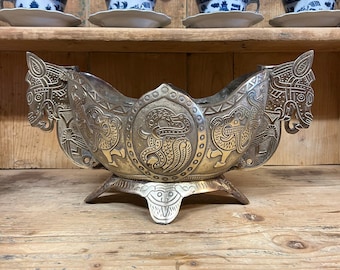 Rare antique Nordic viking boat/ Jardiniere in solid bronze from 1908, dragon-style / Art Nouveau, Nordisk folk art, Collectible