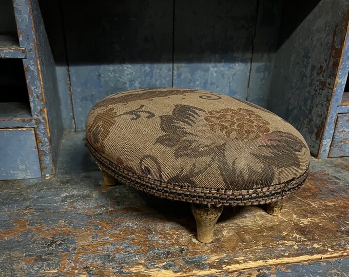 18/1900s antique Norwegian stool / pouf / needle cushion / pillow, RUSTIC cabin / farmhouse / country style interior
