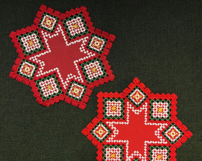 RARE Vintage Hand Embroidered Hardanger tablecloth/Table runner, handmade centerpiece Norwegian home decor Christmas table mat rug