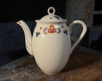 1930s Antique PP - FARMERS ROSE coffee pot / jug with Gold rim, Art Deco style Norwegian design farmhouse style table serving, collectible