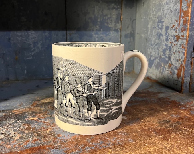 Wedding gift-1920s Antique Egersund Norway Mug / Beer Mug / pitcher/jug "Bridal party from Søndmør" in ceramic/stoneware/faience