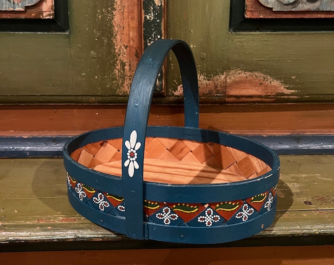 Vintage 1970s' Sweden järvsö sendingskurv basket, Rosemaling basket, Scandinavian Folkart, tine box. Nordic Traditional