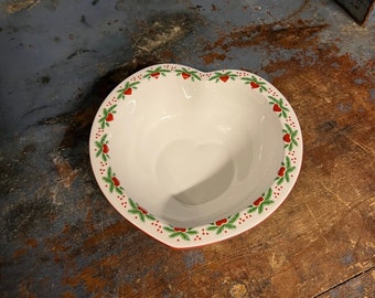 RARE Porsgrund 'Hearts & Pines' Norwegian design snack / candy/ jam /sauce bowl, Vintage Norway/Scandinavian design Christmas table serving