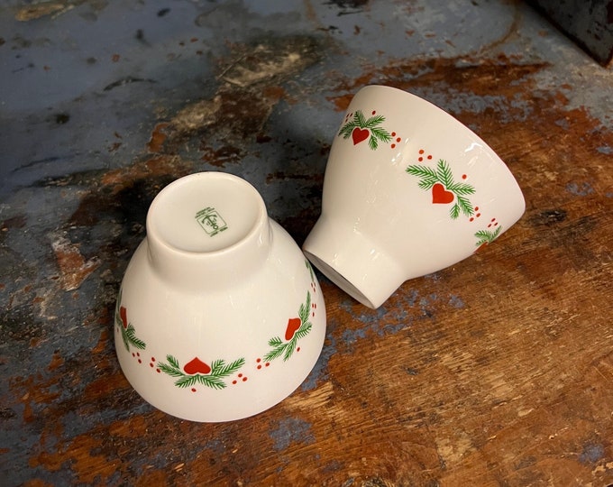 RARE PP 'Hearts & Pines' Norwegian design tea light holder /Vase/ snack bowl, Vintage design Norway/Scandinavian design Christmas decoration
