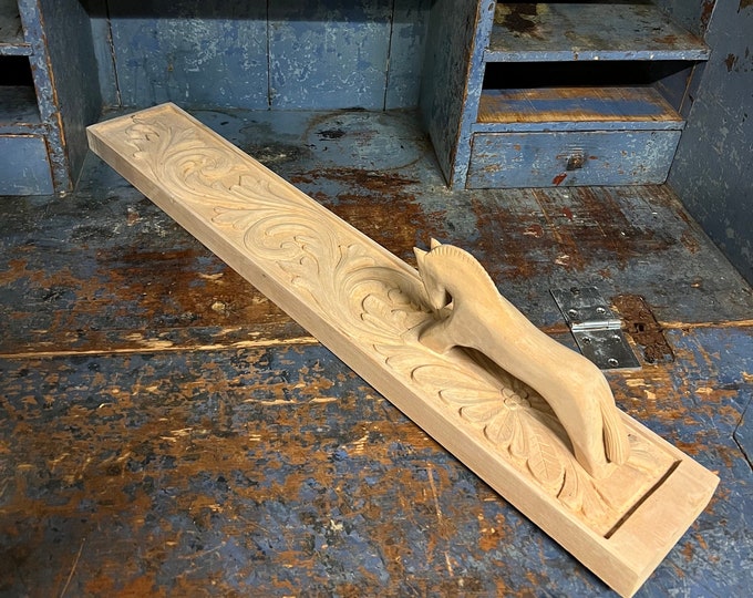 UNIQUE Norwegian mangle board with nice carving, Horse handle, handcrafted, folkart from Telemark, Scandinavian folk-Art