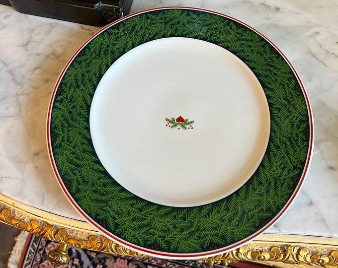 8SOLD! Dia.30cm Porsgrund 'Hearts & Pines' Norwegian design serving plate/cake/Placemats/place plate,Vintage Scandinavian Christmas  serving