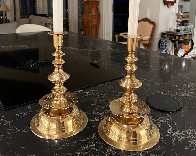 LARGE 18/1900s Baroque candlestick, Norway coat candle holder in brass/bronze , Scandinavian/ Norwegian home decor center piece