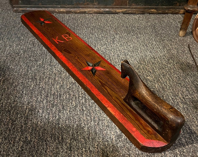 1880s' Antique Norwegian mangle board with horse handle, folkart from Norway, Scandinavian folk-Art, Christmas gift, Norsk heritage