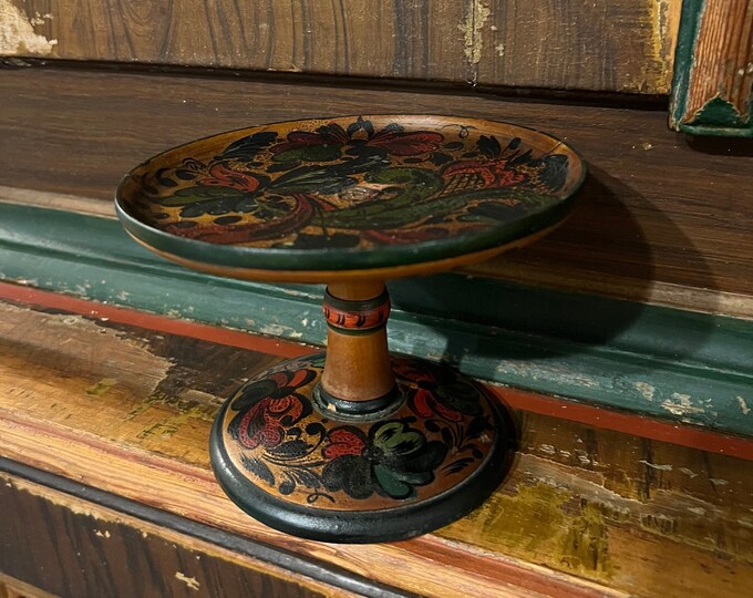 1800s Antique Norwegian Rosemaling / Rose painting candy stand, folkart folk art folk-art Norway