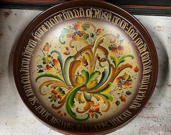 1980 One of the best-Rare Telemark rosemaling beer bowl dia.41cm, professional painted signed folkart folk art from Norway Collectible