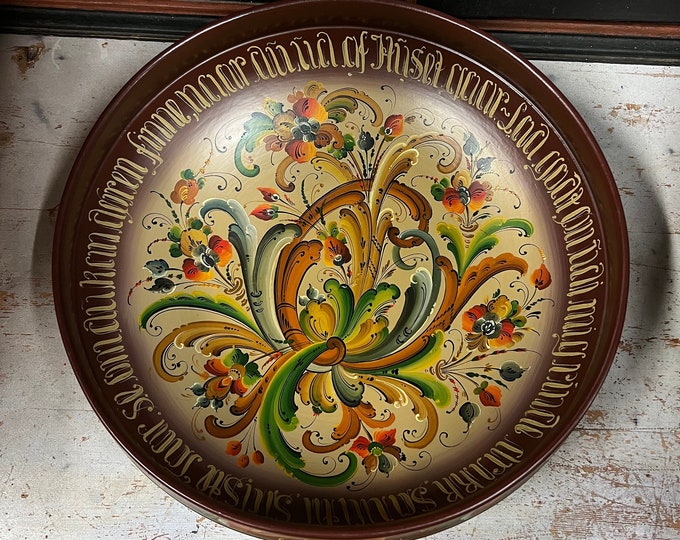 1980 One of the best-Rare Telemark rosemaling beer bowl dia.41cm, professional painted signed folkart folk art from Norway Collectible
