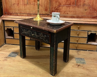 Antique Norwegian Rosemaling chair/kids table/desk in Louis XVI style,Nordic / Norwegian / Scandinavian folkart, RUSTIC farmhouse style