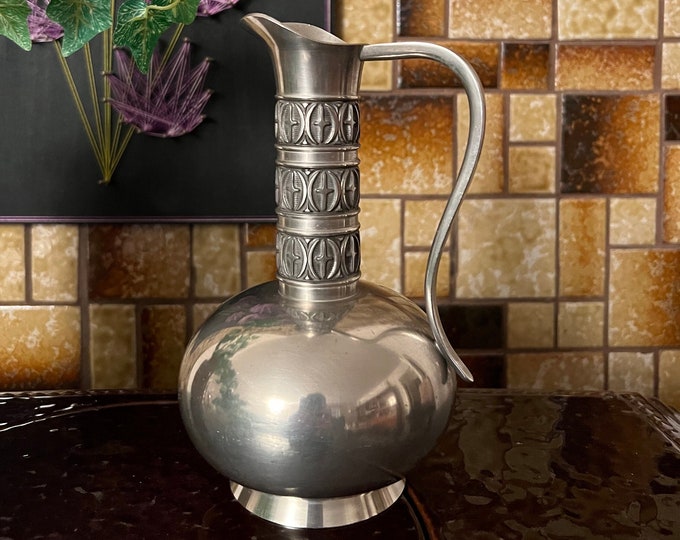 1960s Haugrud Norway Pewter vase/pot/ pitcher, Norwegian tin, Scandinavian Mid Century Modern