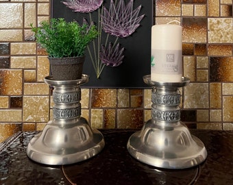Haugrud Norway Pewter candlestick, Norwegian tin, Scandinavian Mid Century Modern