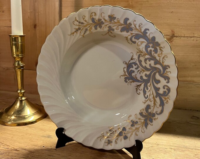 1980s' Porsgrund Porcelain Rosemaling pattern Soup Plate, Dessert/groat/porridge bowl, Bogstad modell with Seljord Pattern, Norwegian design