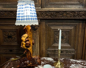 Unique Vintage Norwegian handcraft table Lamp, Country style/Farmhouse/Cabin lighting, Scandinavian folkart/folk art