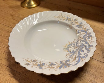 1980s' Porsgrund Porcelain Rosemaling pattern big Soup Plate, Bogstad modell with Seljord Pattern, Norwegian design