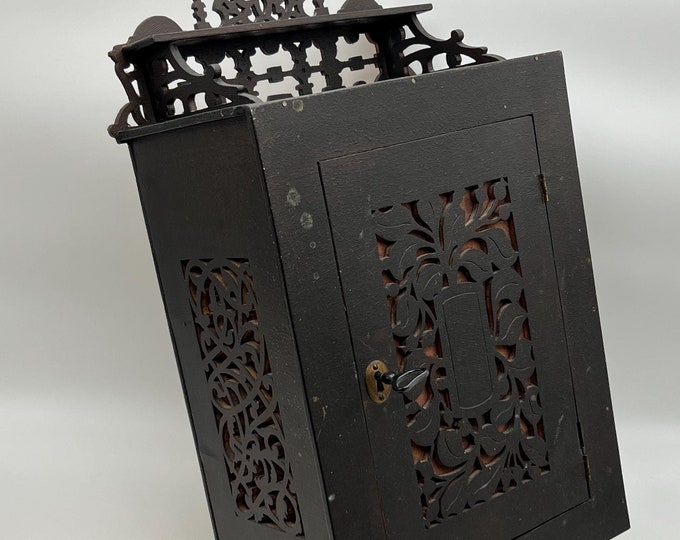 Ca. 1900 Norwegian RUSTIC hanging cabinet, Scandinavian Antique furniture, country style cabin / farmhouse interior, patina, wood carving