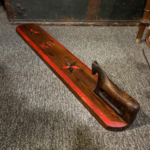 1880s&#39; Antique Norwegian mangle board with horse handle, folkart from Norway, Scandinavian folk-Art, Christmas gift, Norsk heritage