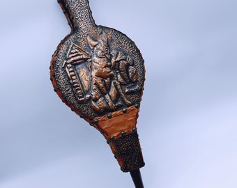 Vintage Fireplace Bellows/Blower with German Shepherd motif, Hand-crafted in  Norway, Copper & Leather, Housewarming, wall hanging