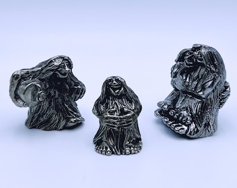 Vintage "Happy Troll Family" Pewter figurines from Norway, Traditional Norwegian/Scandinavian Mid-century modern collectible figures